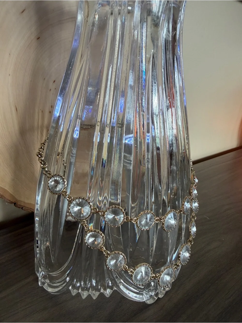 Clear Crystal Circle Chain Garland 20”